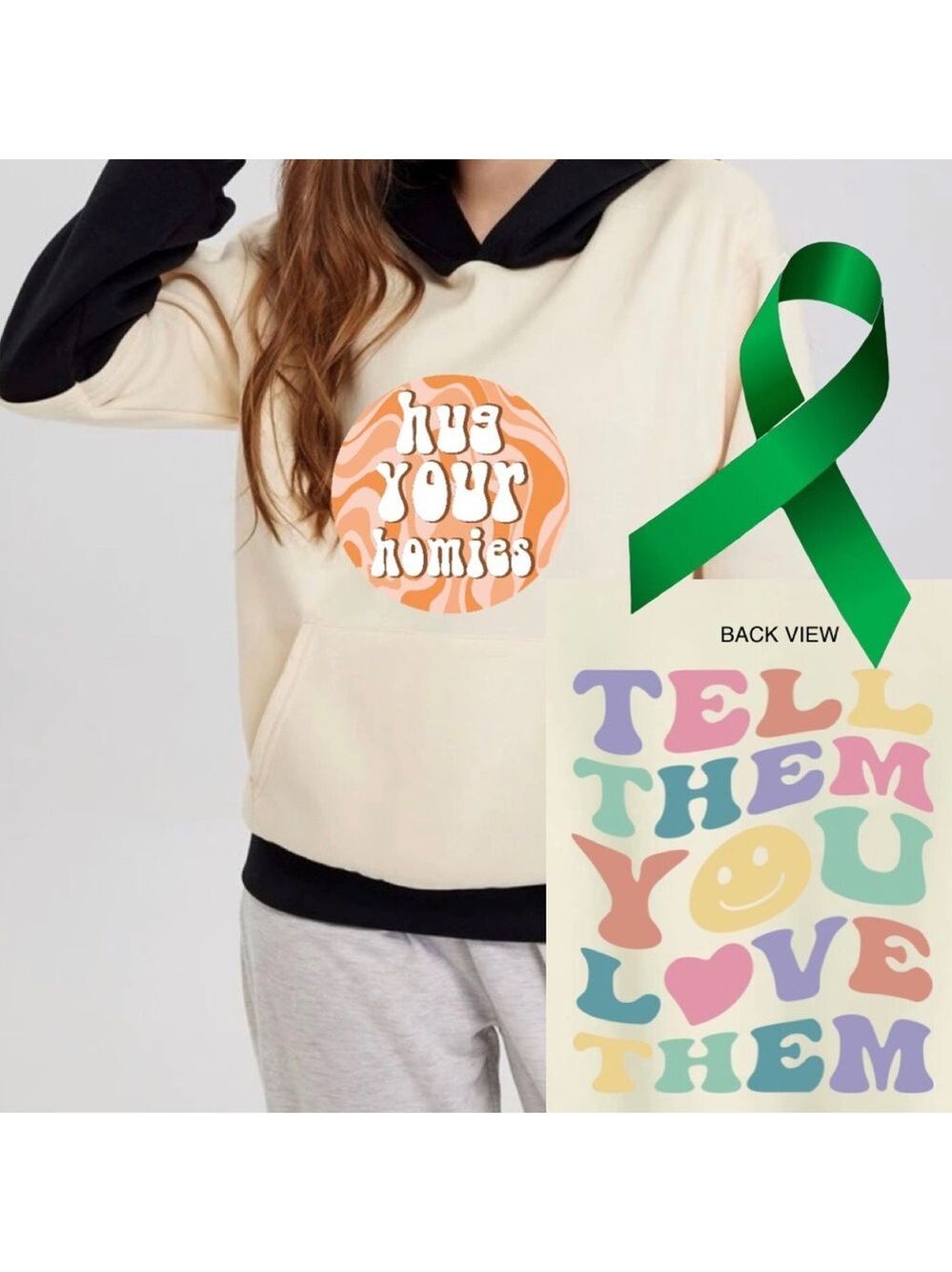 Huge Your Homies Mental Health graphic oversized pullover hoodie sweatshirt L